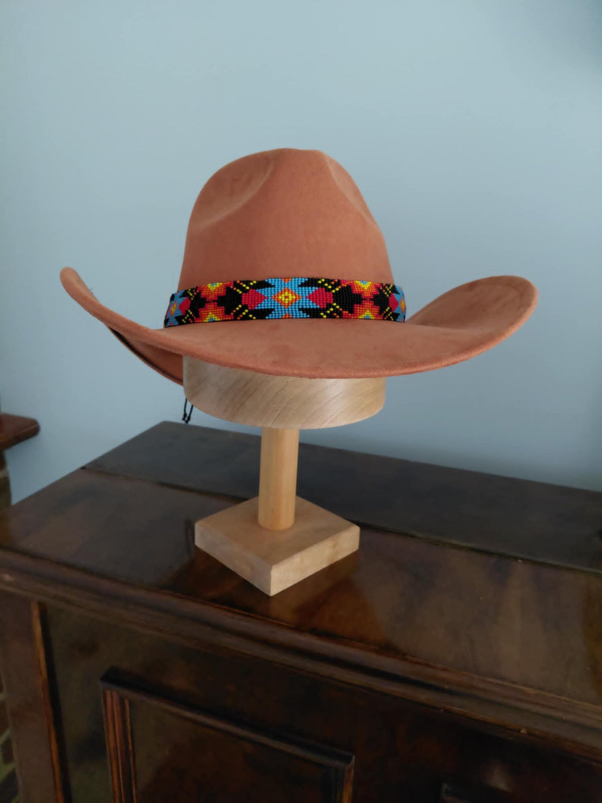 Caramel Western Cowboy Hat | Hand-Beaded Artisan Hat Band