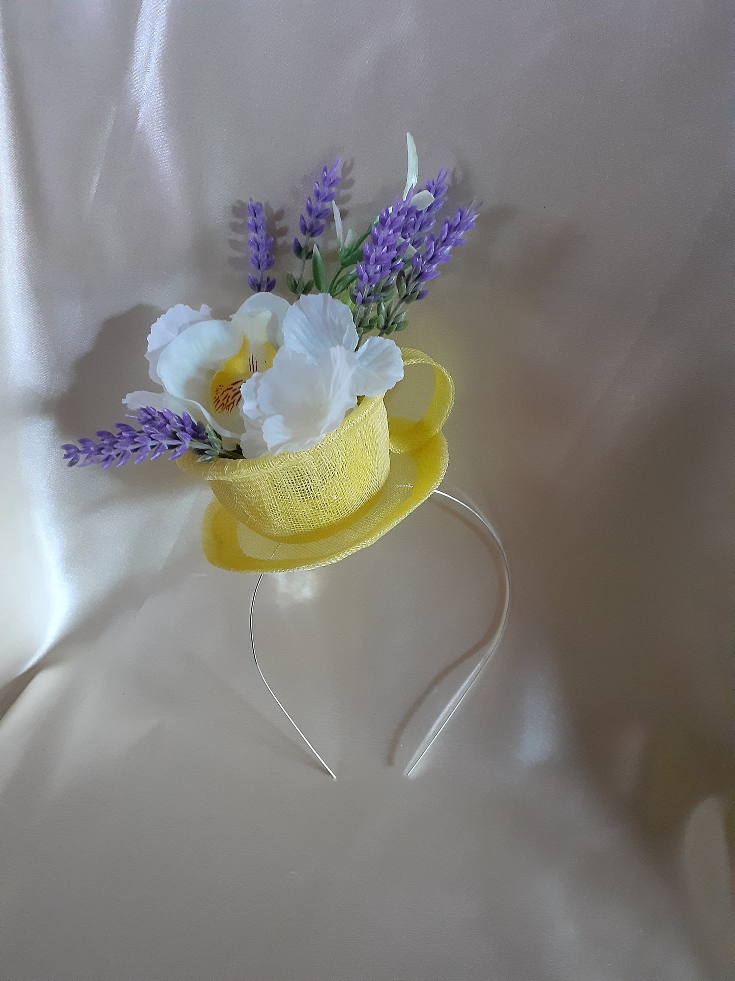Yellow cup and saucer headpiece