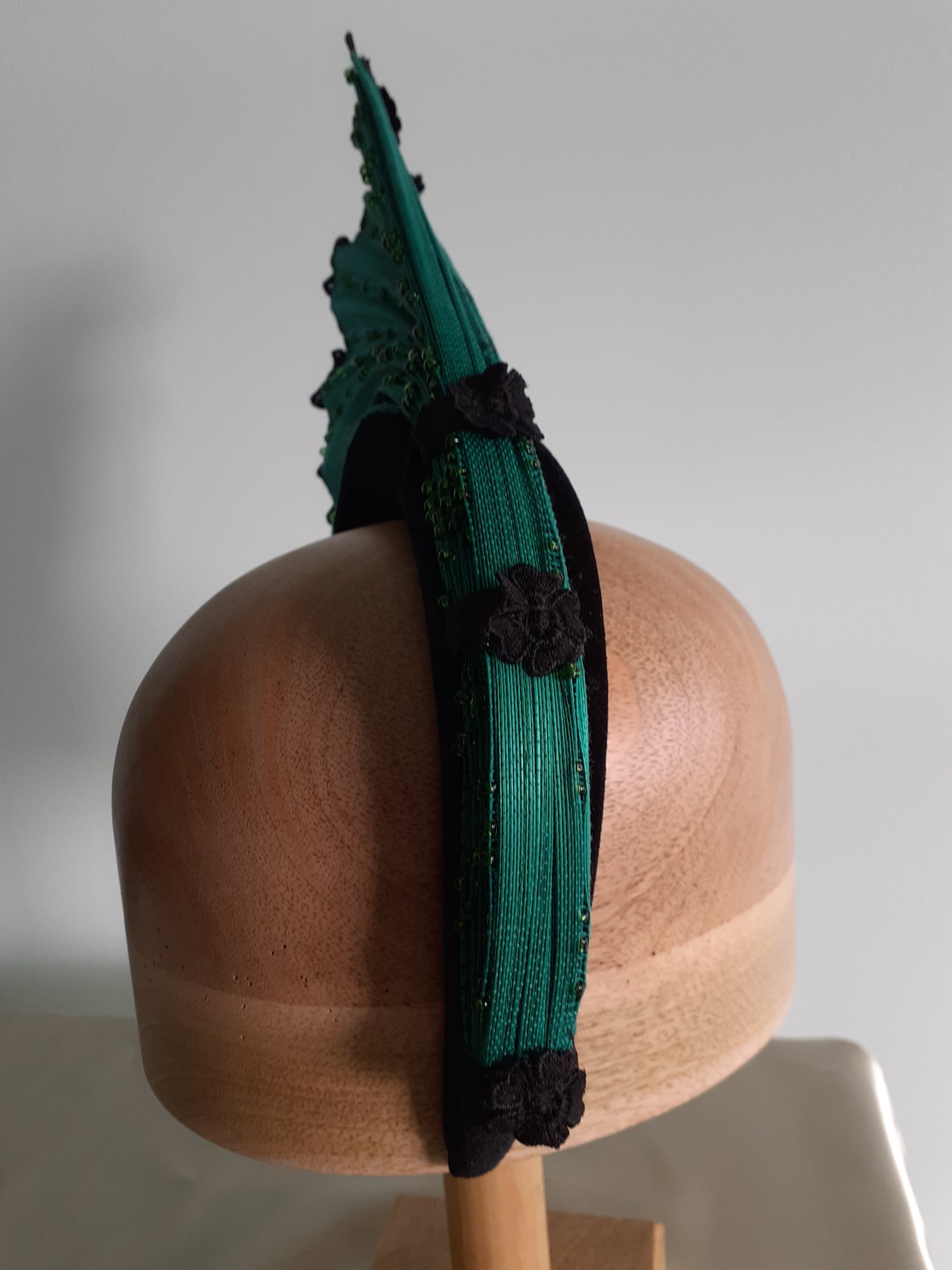 Green beaded jinsin headpiece