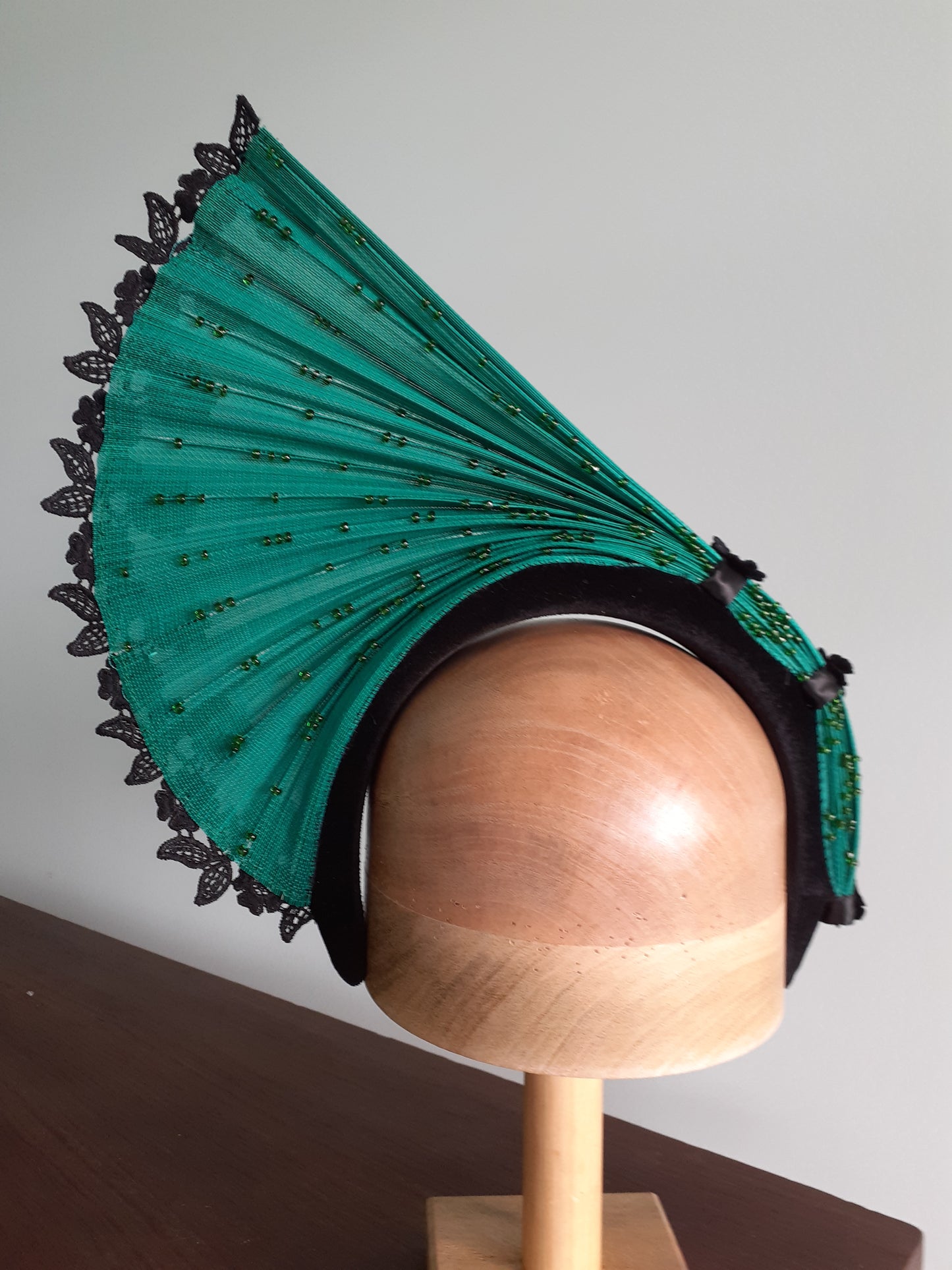 Green beaded jinsin headpiece