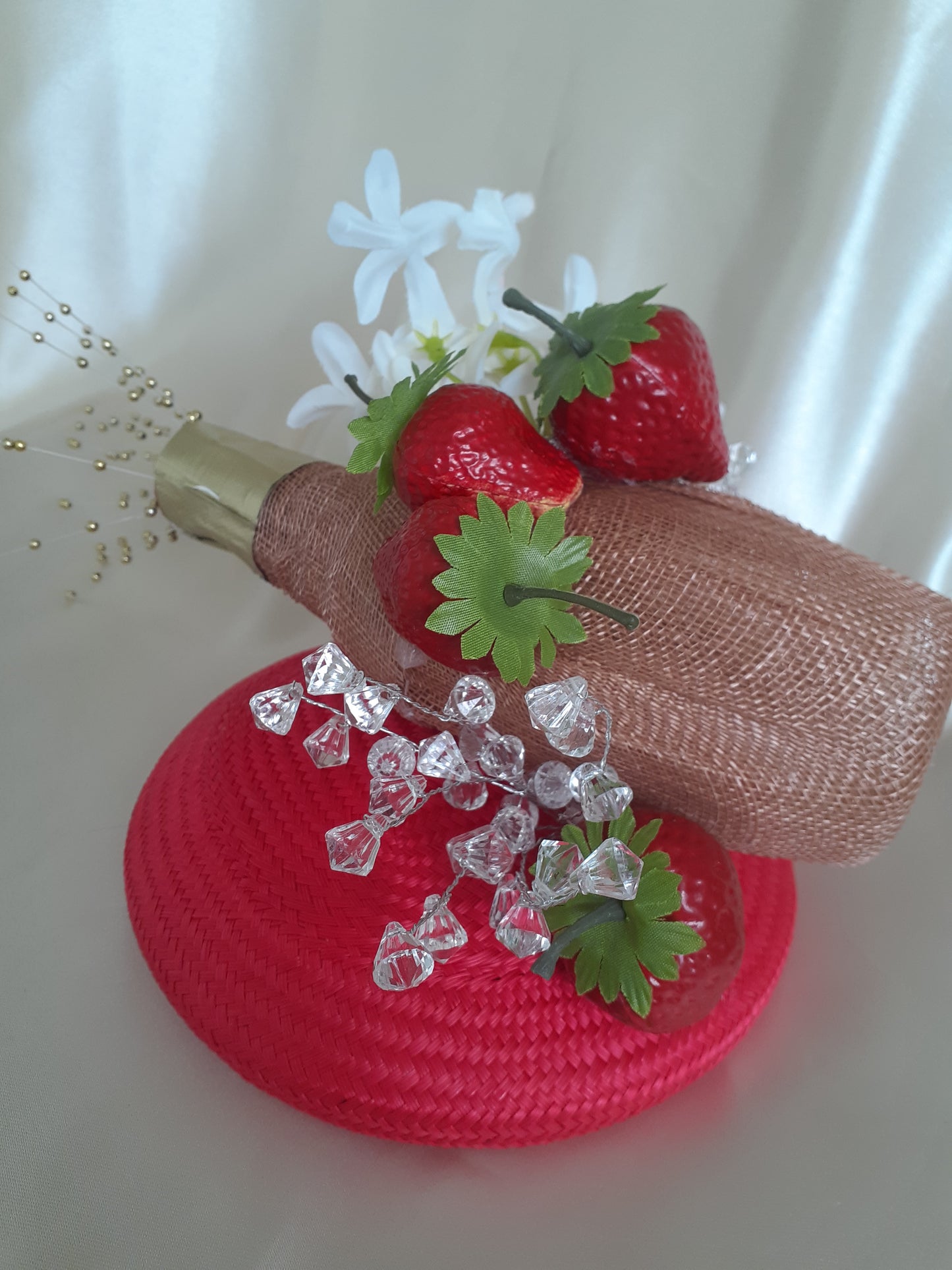 Bubbles and strawberries on ice fascinator