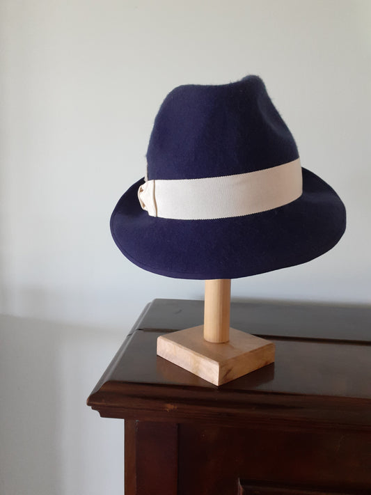 Navy blue felt fedora (Dick Tracy style)