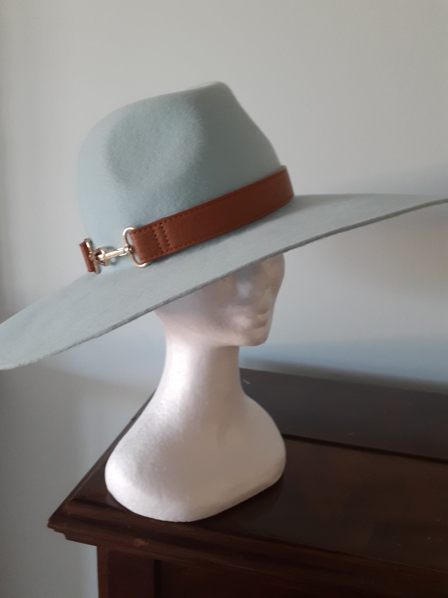 Duck egg blue felt fedora (The MidWester)