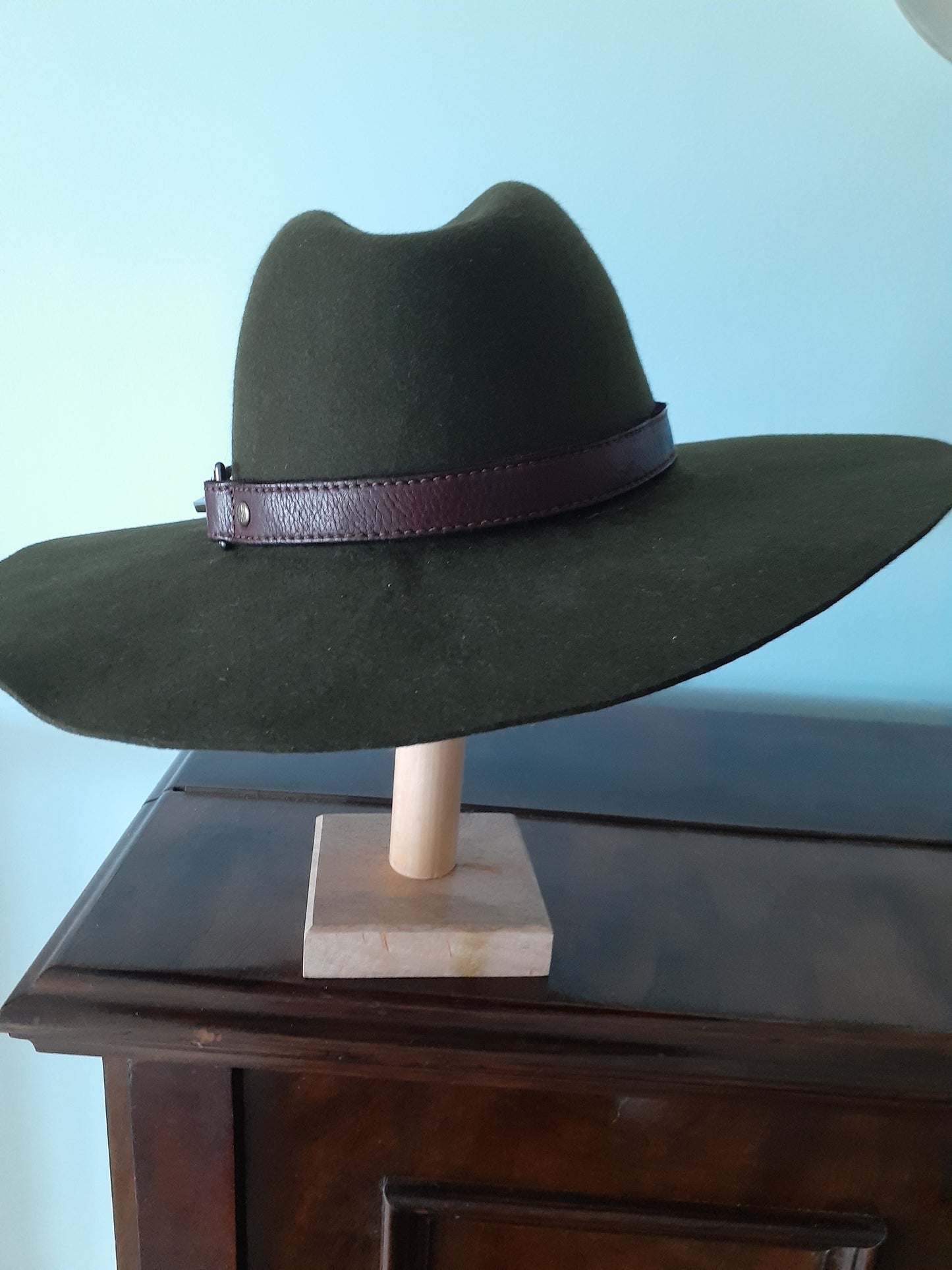 Olive green felt fedora (The MidWester)