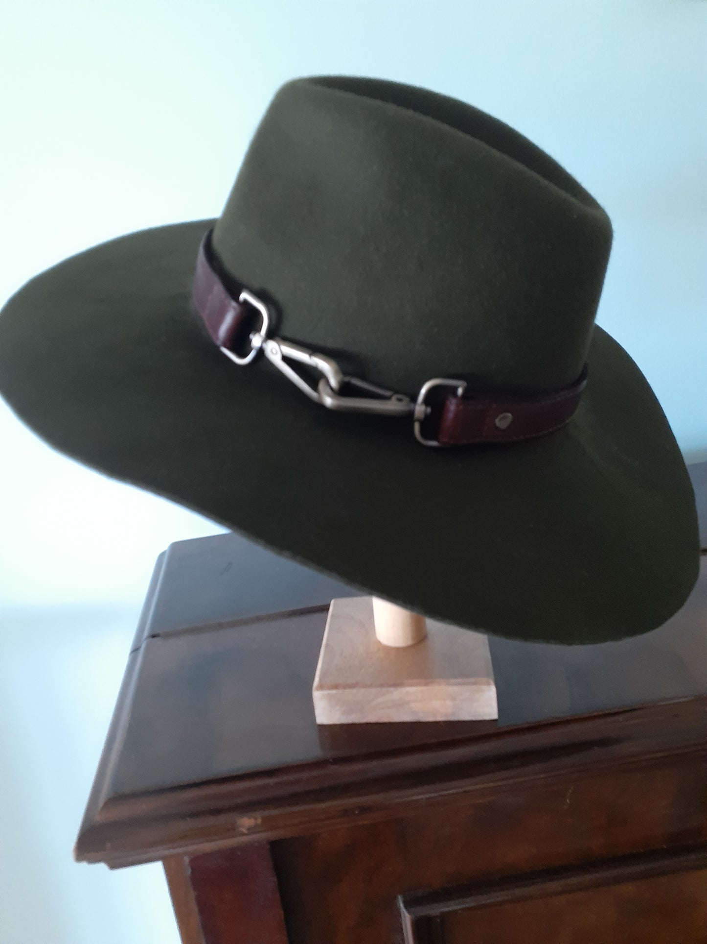 Olive green felt fedora (The MidWester)