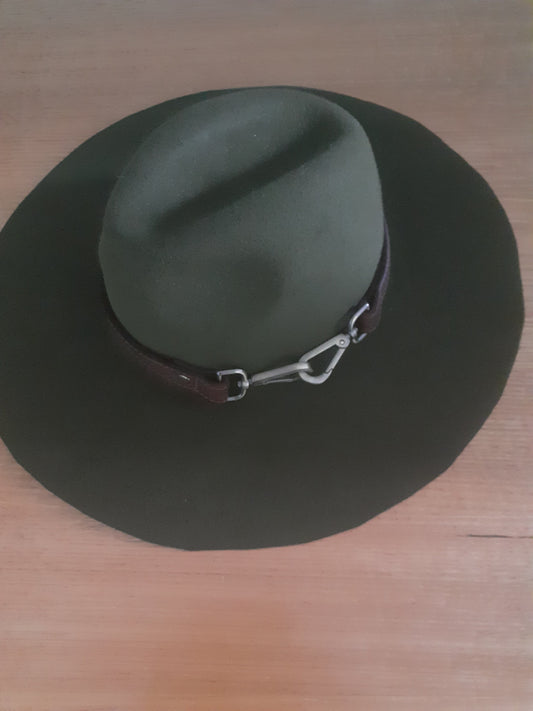 Olive green felt fedora (The MidWester)