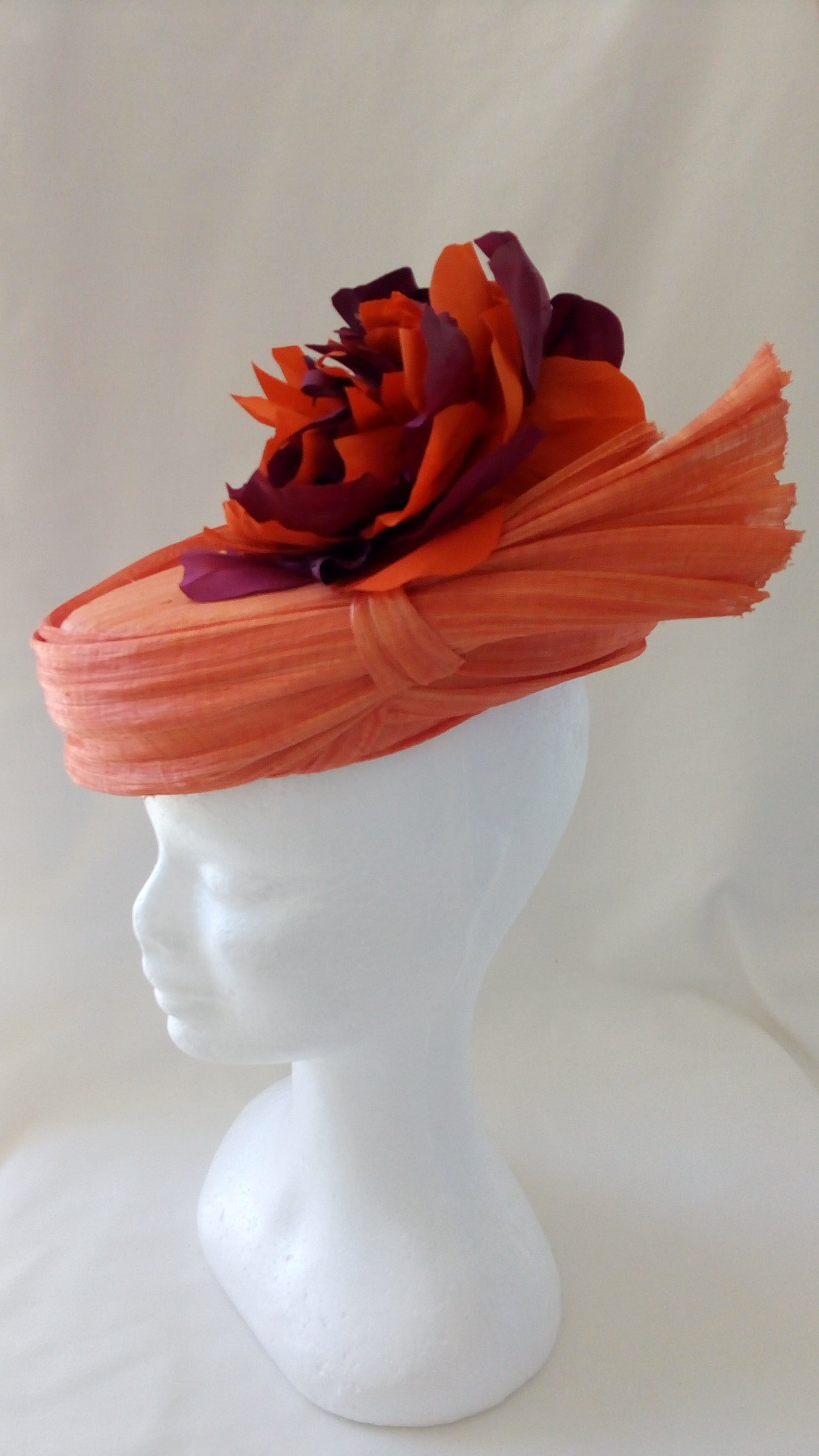 Orange silk abaca hat